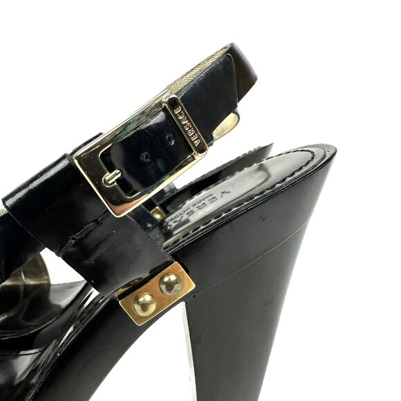 Versace Patent Leather Platform Heels Sandals Black Size 38 - Picture 3 of 12